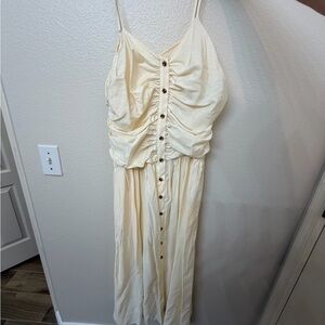 Target Cream Ruched Midi Dress